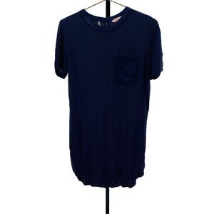 Rebecca‎ Taylor Dark Blue Silk Pocket Tee Shirt Dress Size 4 Silk